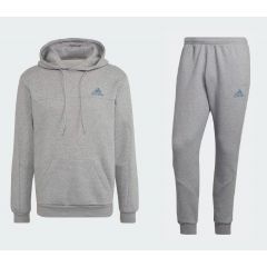 Fleece Joggingpak met kap Grijs_1