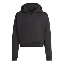 Fleece Hoodie Meisjes Zwart/Zwart_1