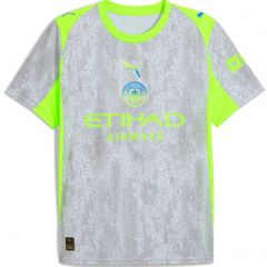MCFC Third Shirt & Short Junior Lichtgrijs/Fluogroen _1