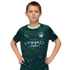 Manchester City FC 4de Shirt & Short Junior Donkergroen_1