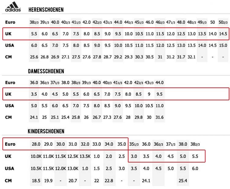 Zeeziekte Boodschapper Serie van adidas maattabel schoenen dames - Quality assurance - OFF 63%